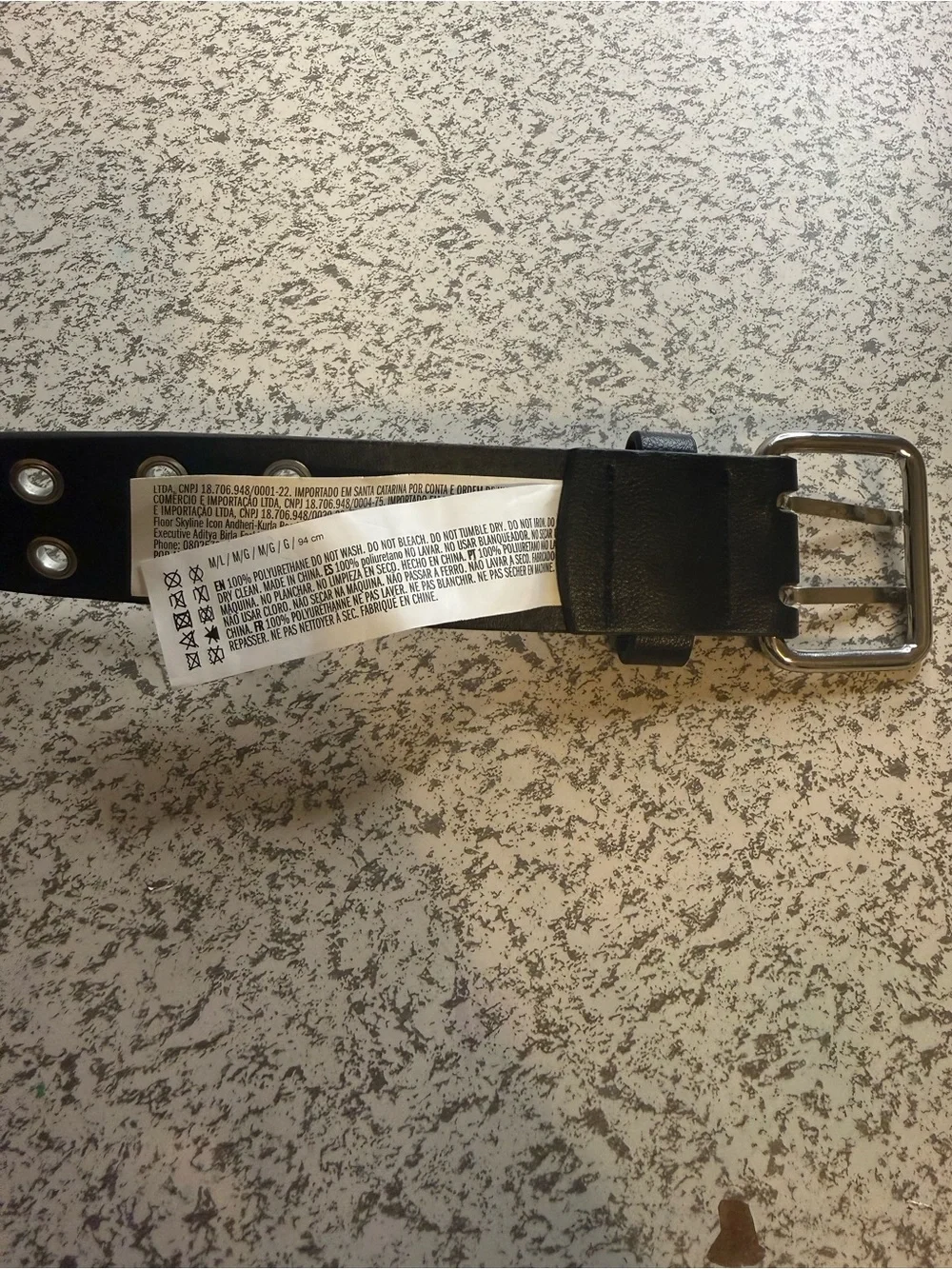 Y2K Rocker/Punk Black Grommet Faux Leather Belt Silver Buckle M/L